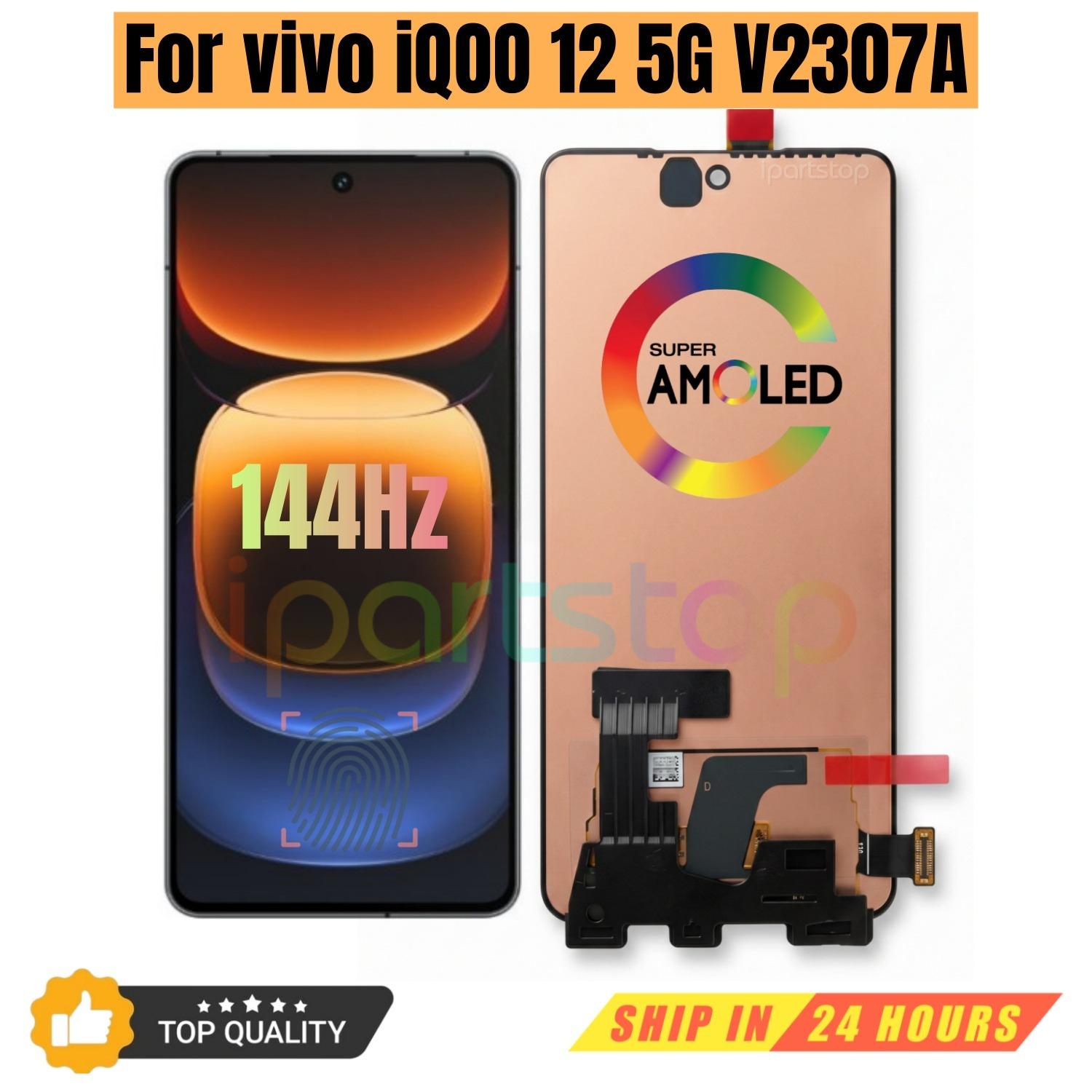iParts 交換用新しいディスプレイ vivo iQOO 12 5G V2307A 144Hz AMOLED タッチスクリーンデジタイザアセンブリ OEM すべての機能