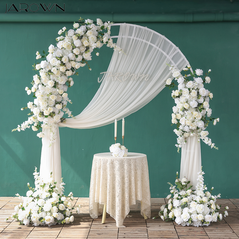 カスタマイズされたホワイトローズユーカリ造花アレンジメント結婚式の背景装飾ベビーシャワーパーティーの装飾小道具