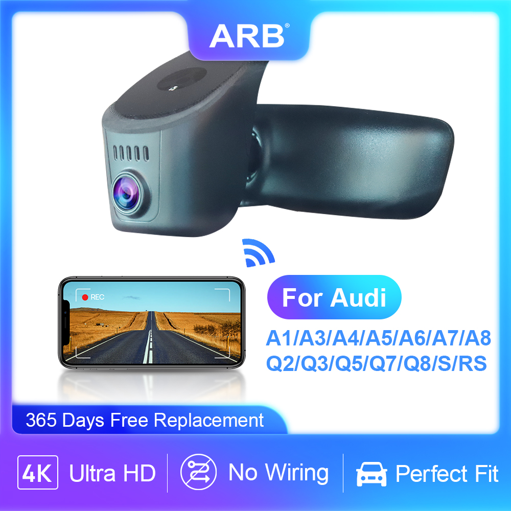 ARB 4K ダッシュカム アウディ A3 Q5 A4 Q3 A6 Q7 A1 Q2 A5 Q8 A8 TT RS S 2019-2026 用、高解像度ダッシュボードカメラ DVR