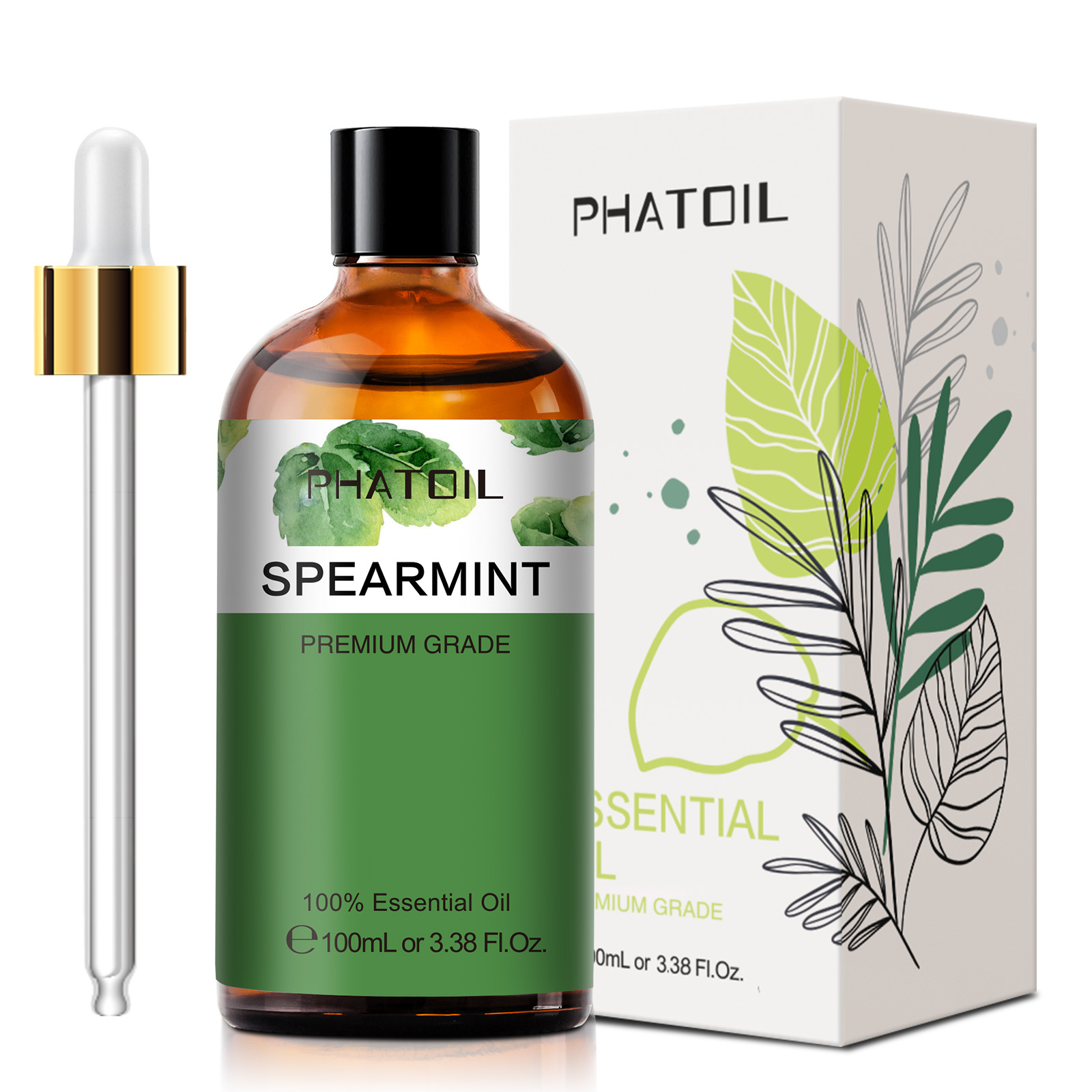 PHATOIL l00ML スペアミント ピュア エッセンシャル オイル ディフューザー 加湿器用 オーストラリアン ティー ツリー レモン ユーカリ レモングラス ローズ アロマ
