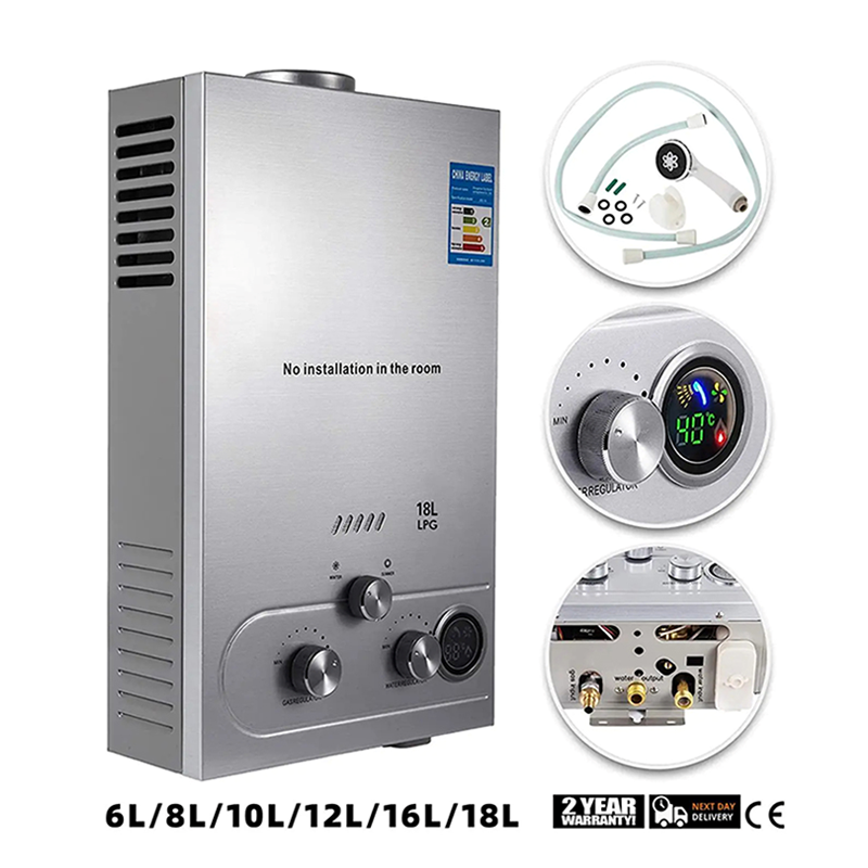 ヒーターガス給湯器LPG/自然ガスガスプロパン8L/10L/12L/16/18L温水ヒーターキャンプ給湯器キットシャワーヘッド付き