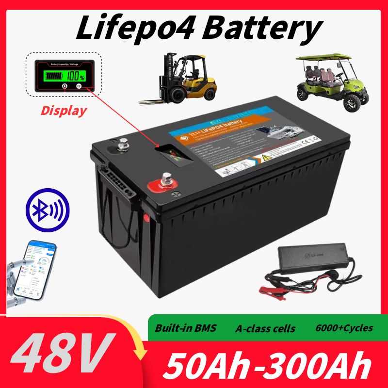 LP-48V LiFePO4 バッテリー パック ディープ サイクル 50 ～ 300Ah、Bluetooth パラレル搭載、3000W ～ 6000W ソーラー アプリケーションに対応