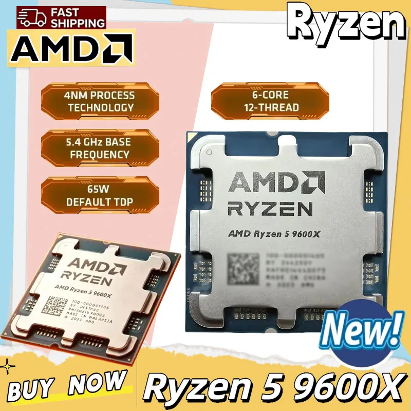 AMD Ryzen 5 9600X AMD R5 9600X CPU 最大ブースト最大 5.4GHz 6 コア 12 スレッド 32MB L3 キャッシュ AM5 B850 X870 ルースピース用