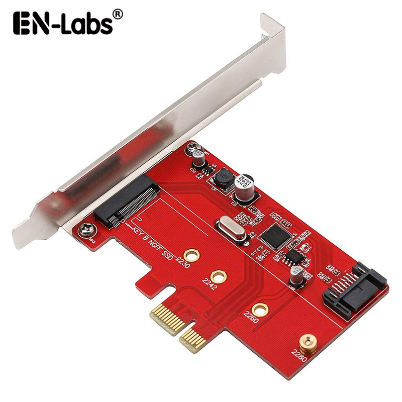 PCIe X1 - M.2(NGFF)+SATA 6G (HDD/SSD) 標準プロファイルブラケット付き、ASM1061 PCI-Express - Bキー M.2 SATA SSD 2280 2260 2242 2230