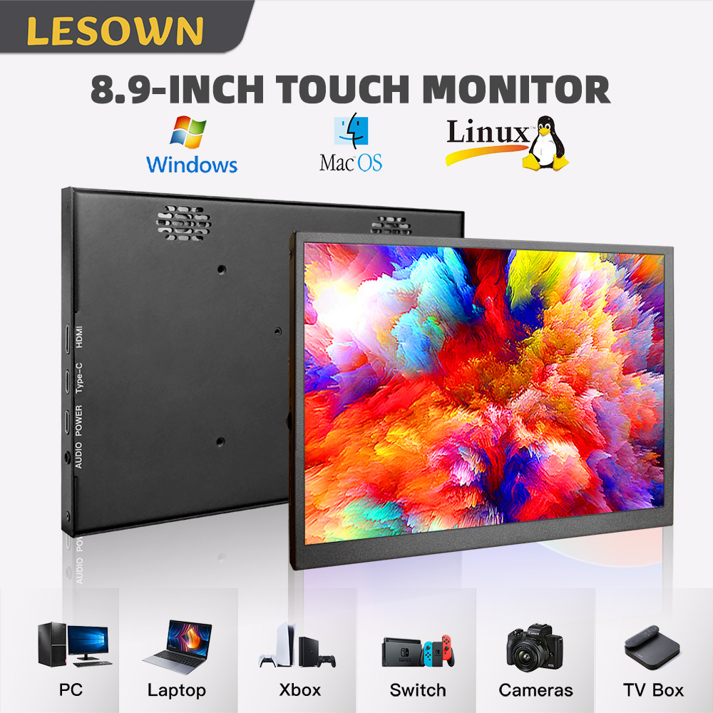 LESOWN 小型 8.9 10.1 インチ外部モニター補助ディスプレイ HDMI/USB 付きラップトップ Raspberry Pi マルチスクリーンセットアップゲーム用