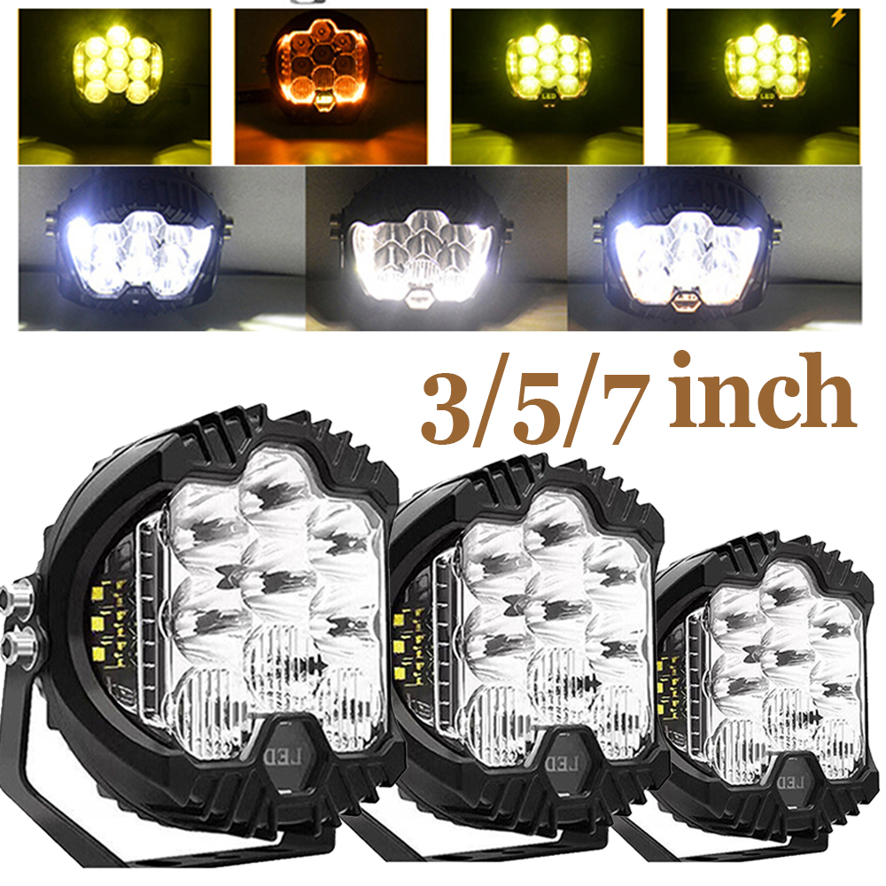 7 lnch 5 Inch LED Headlights DRL Hi/Lo Beam 50W 9LEDS For Niva Motorcycle Lada Offroad 4x4 UAZ 12V 24V Amber White Work Light