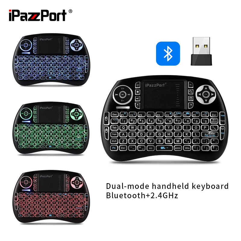 IPazzPort (アップグレード) ミニ Bluetooth キーボード、タッチパッド付き、ハンドヘルド バックライト付き Google/AndroidTVBox/FireStick/ラップトップ/PC 用 KP-21SM
