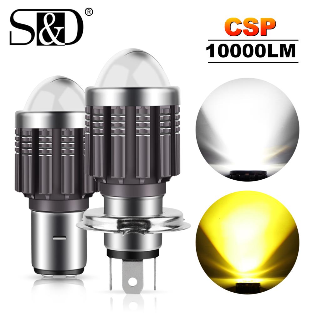 10000Lm H4 LED モト H6 BA20D LED オートバイヘッドライト電球 CSP レンズ白黄色ハイローランプスクーターアクセサリーフォグランプ 12V