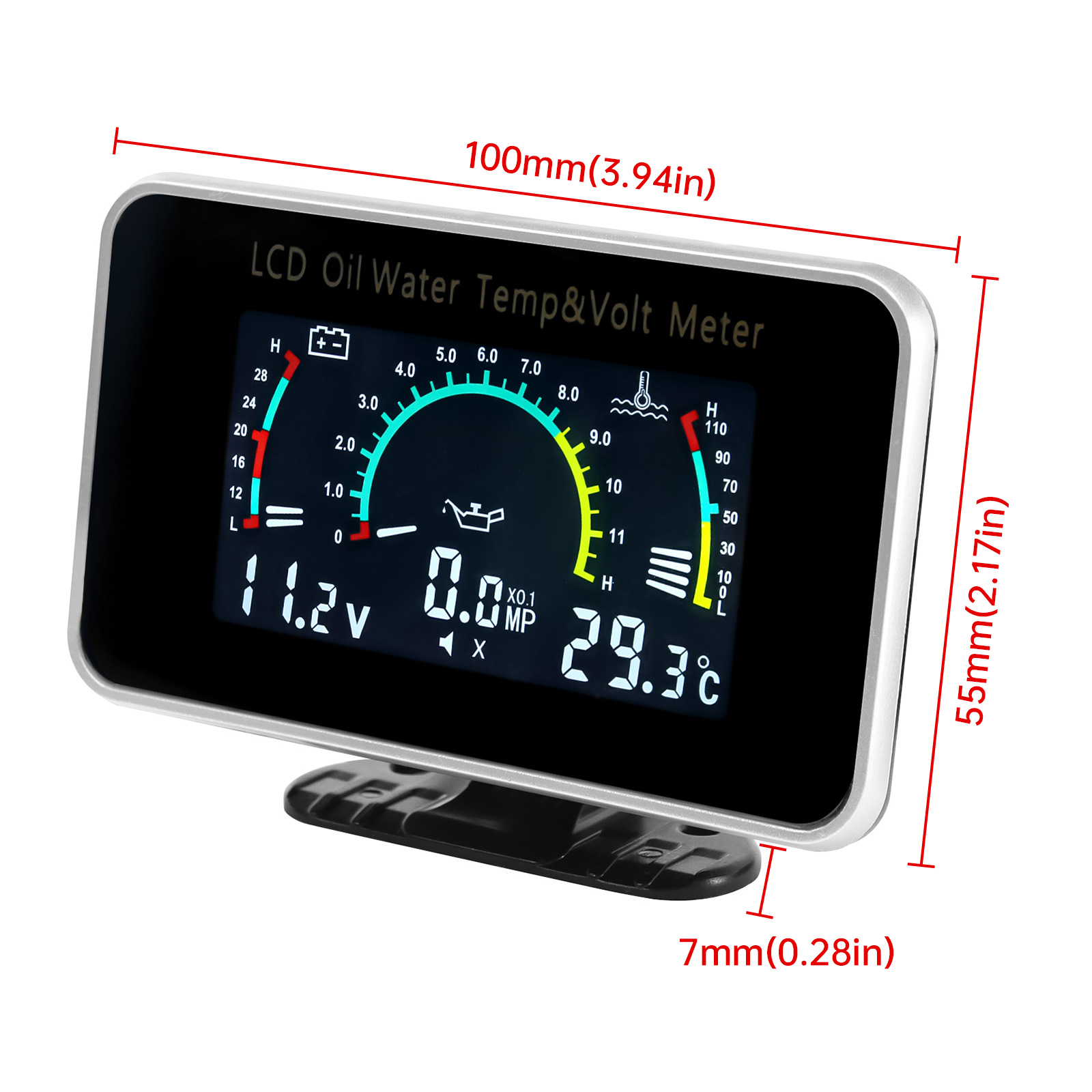 2026 多機能 LCD ゲージ 3 IN 1 油温水温電圧計センサー付き 1/8NPT 自動車トラック 12V24V