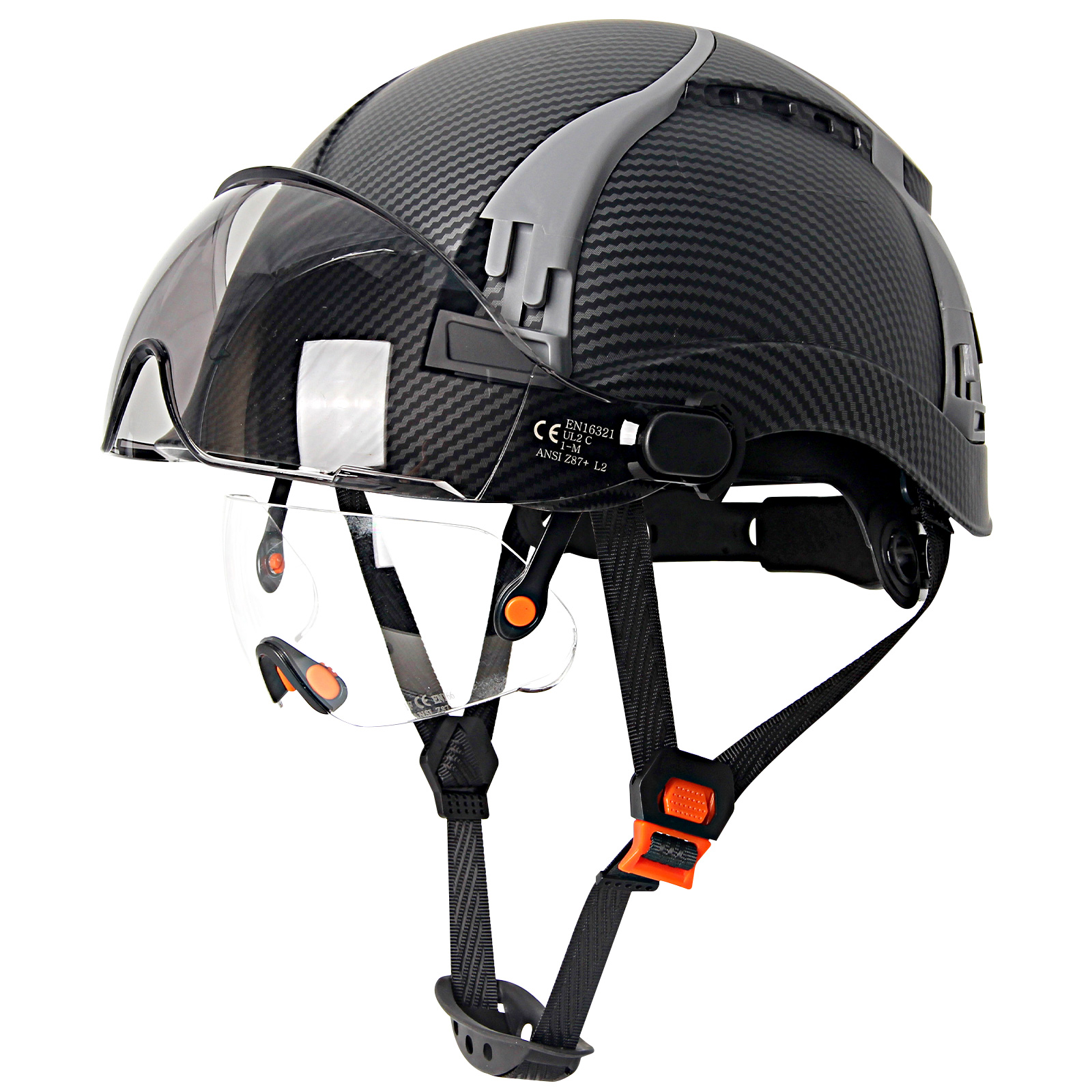 CE カーボンファイバー安全ヘルメットダブルゴーグル調整可能なベントスロット ABS ハードハット建設エンジニア ANSI 安全キャップ