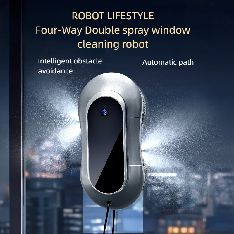 自動窓ロボットクリーナースマートロボット窓洗浄機高吸引 2800Pa 四方向スプレー水リモコンホーム A