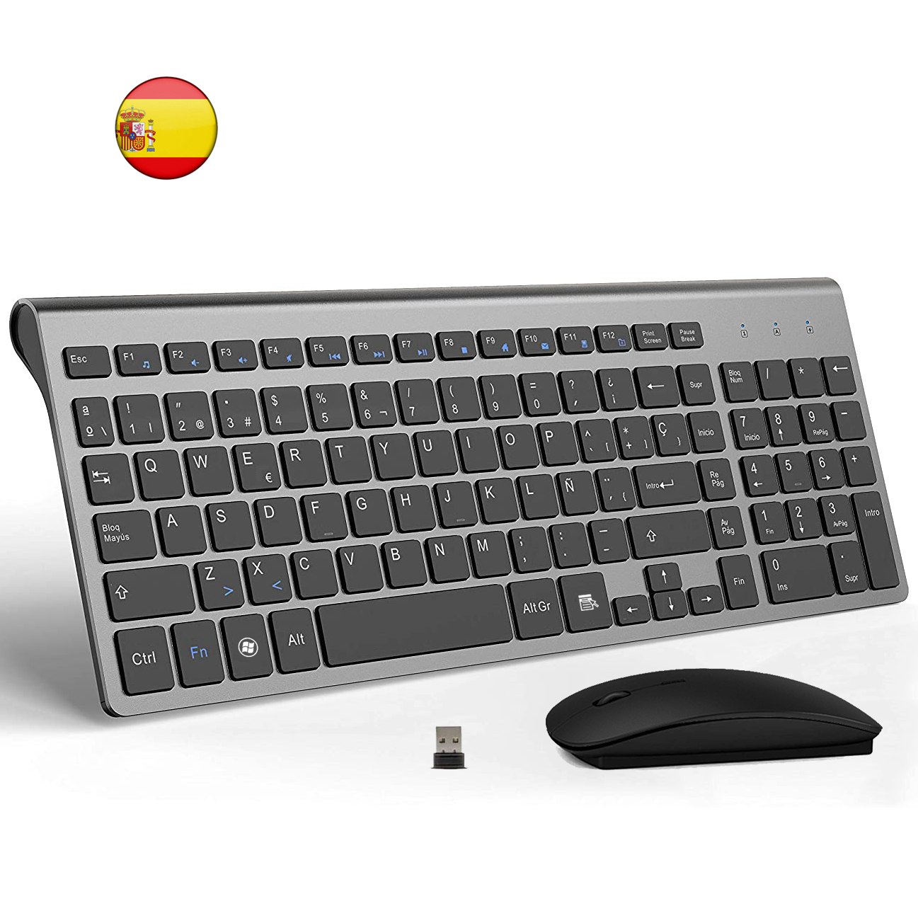 スペイン語レイアウトワイヤレスキーボードマウスコンボ超スリム 2.4 グラムサイレントシザーキーキーボードセット PC ラップトップ TV ボックス用