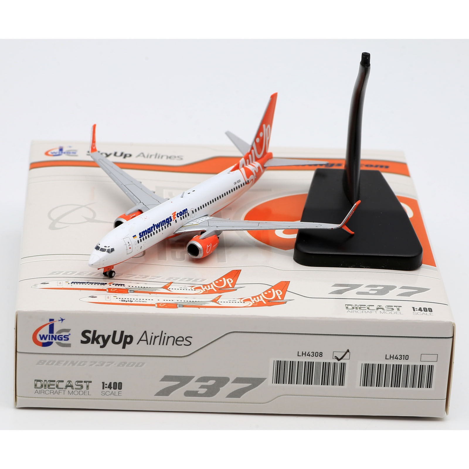 LH4308 合金グッズ飛行機ギフト JC ウィングス 1:400 スマートウィングス航空ボーイング B737-800 ダイキャスト航空機モデル UR-SQG スタンド付き