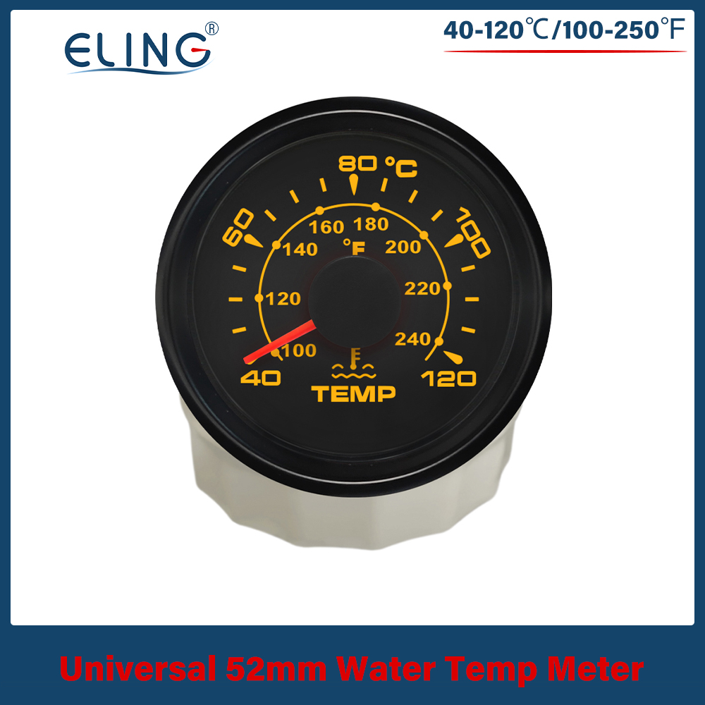 Eling 防水 52 ミリメートル水温計温度ゲージエンジンオートバイ RV ヨットボート 12V 24V 8 色のバックライト付き
