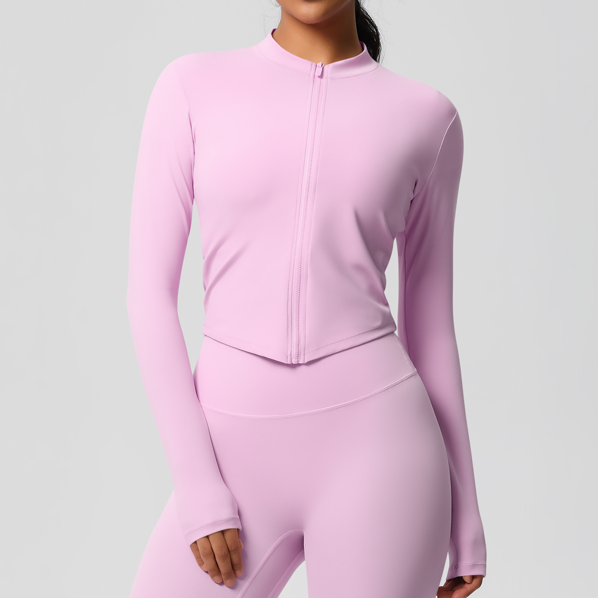 Zipper Jacket Women Crop Top Seamless Yoga Jacket Solid Sports Top Long Sleeve Running Shirts Quick Dry Fitness Gym Sport Wear