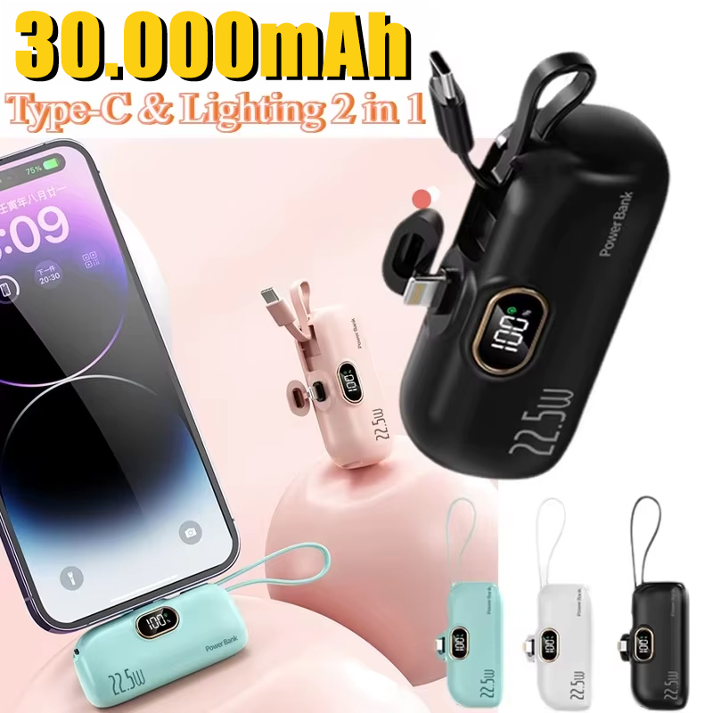 ミニ便利なモバイルパワーバンク 30000mah ポータブル高速充電 iPhone12 13 14 15 Samsung Xiaomi 外部バッテリーに適しています
