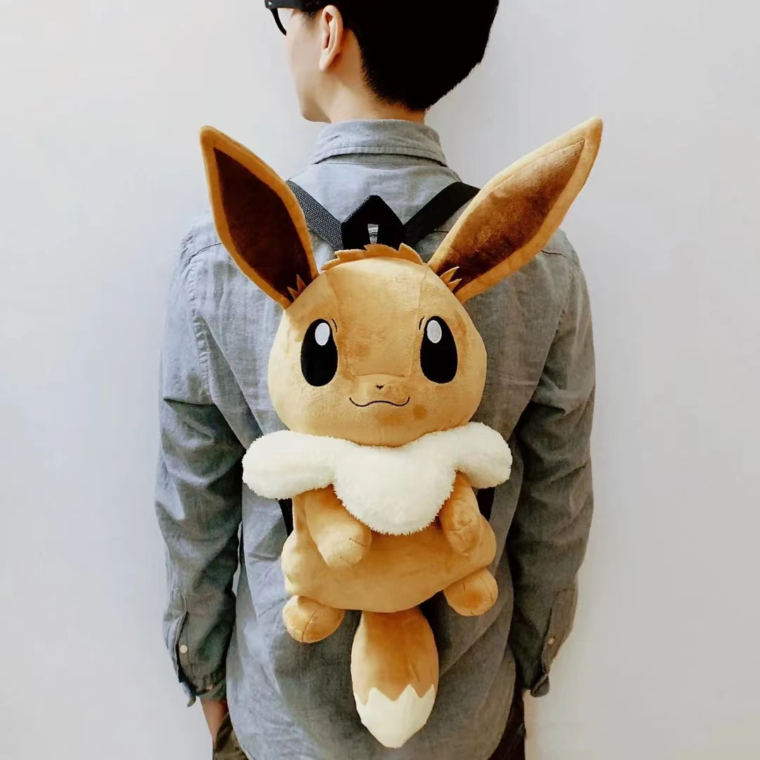かわいいポケモンイーブイバックパックかわいいぬいぐるみバッグ通学カップルバックパックコスプレ小道具クリスマスギフト女の子男の子子供子供のため