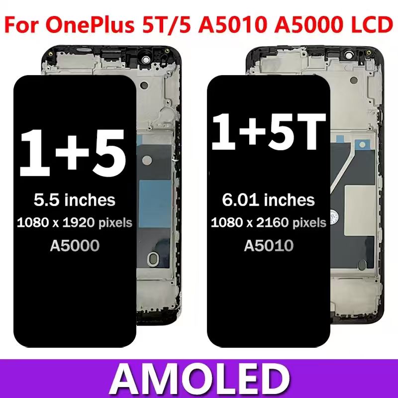 100% 新しいスクリーン OnePlus 5 A5000 液晶 1 5 ディスプレイタッチスクリーンデジタイザワンプラス 5T A5010 液晶 1 5T ディスプレイフレーム