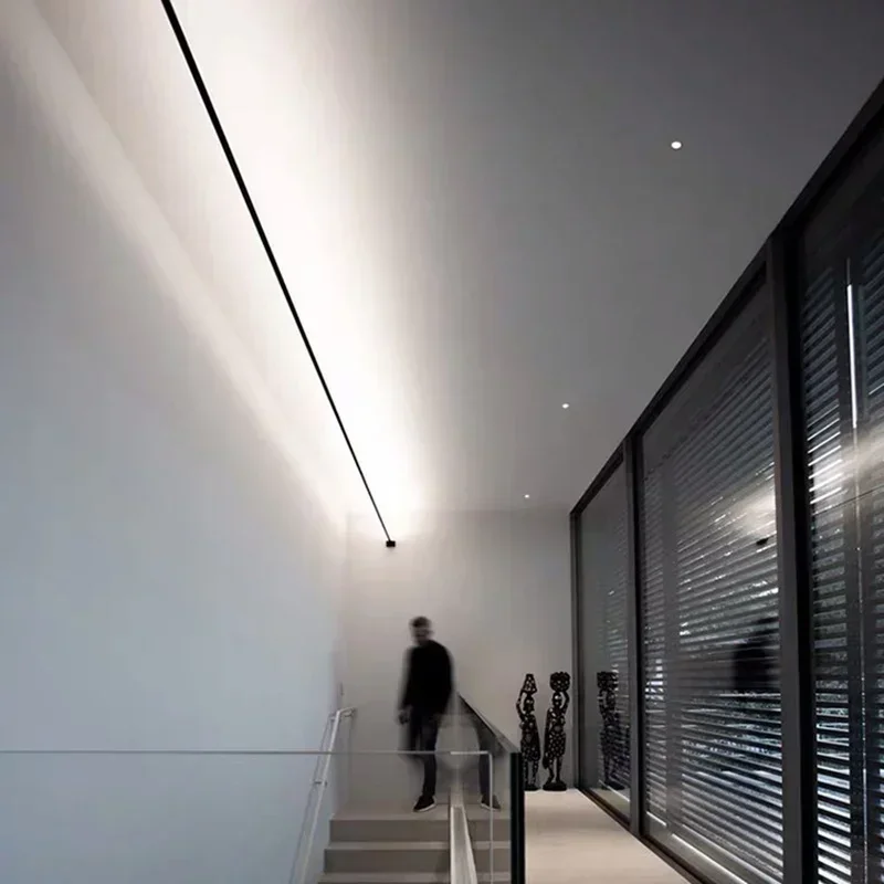 モダンなミニマリストウォールランプブラックホワイトスカイラインリニア LED バーストリップ燭台ウォールライトリビング DIY 背景装飾