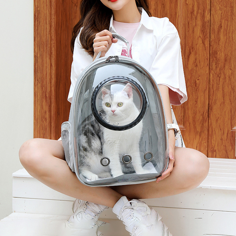 ペット猫キャリーバッグ通気性ポータブルペット屋外旅行バックパック透明バッグキャリアペット輸送スペースカプセルバッグ