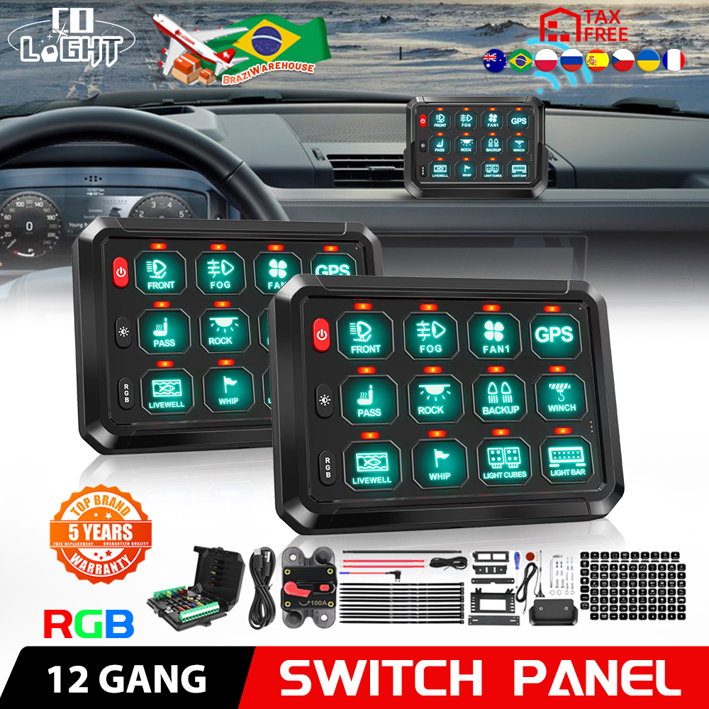COLIGHT 12 ギャング RGB スイッチパネル多機能プッシュボタンモメンタリストロボパルススイッチポッド 12V 24V オフロード使用車 ATV