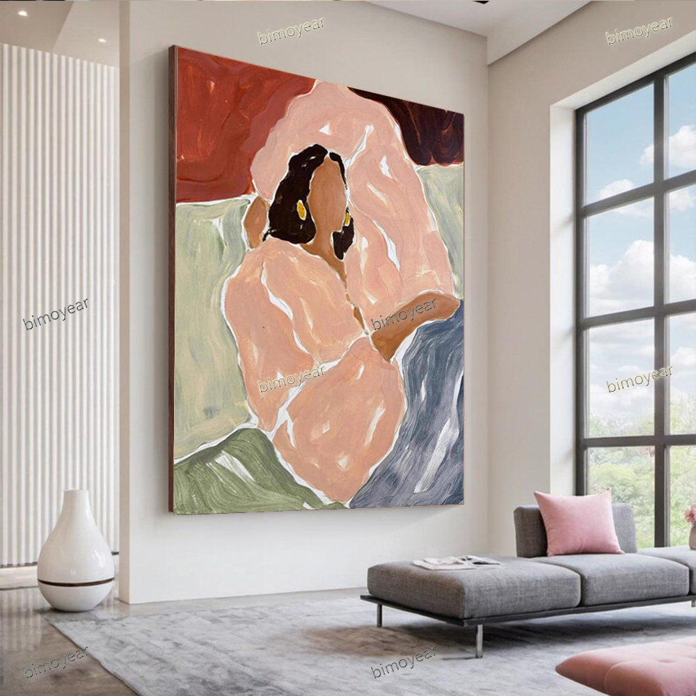 100% 手描き抽象油絵キャンバス画像ギフトファッションモダンガール壁画壁アート画像装飾ホームリビングルーム