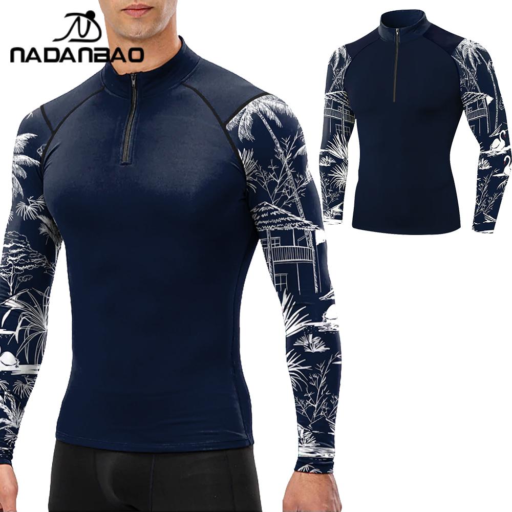Nadanbao 夏水泳 Tシャツ男性水着ダイビングスーツジッパージャージ Uv 保護服乾燥サーフィンビーチウェア水着
