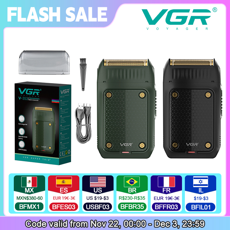 VGR V-353 シェーバープロフェッショナルかみそり電気シェービングマシンポータブルひげトリマー充電式かみそりミニシェーバー男性用
