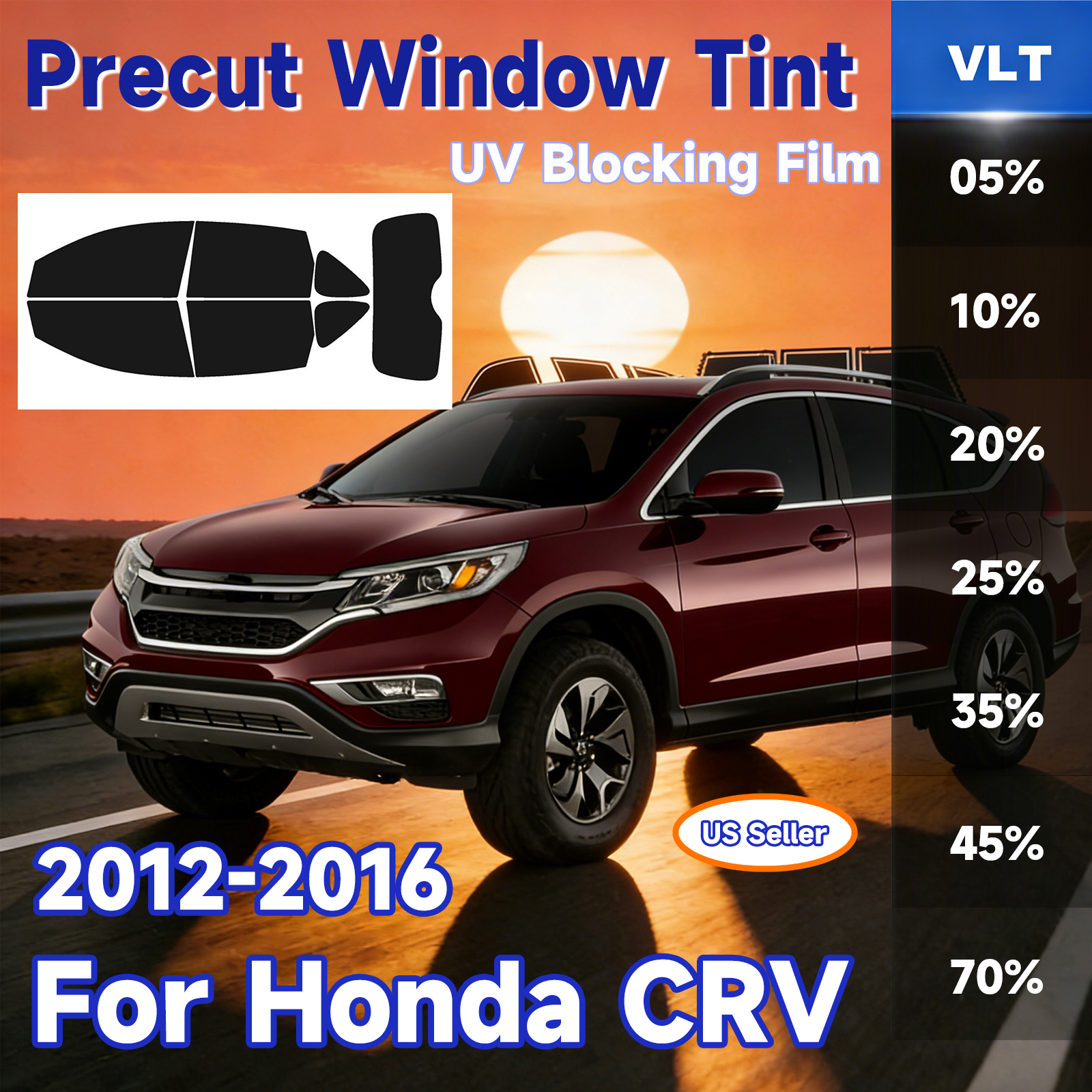 Haiy Co ウィンドウティントフィルムプレカットホンダ CRV 2012-2016 自動ステッカー太陽熱 2 層飛散防止、UV ブロック、プライバシー保護