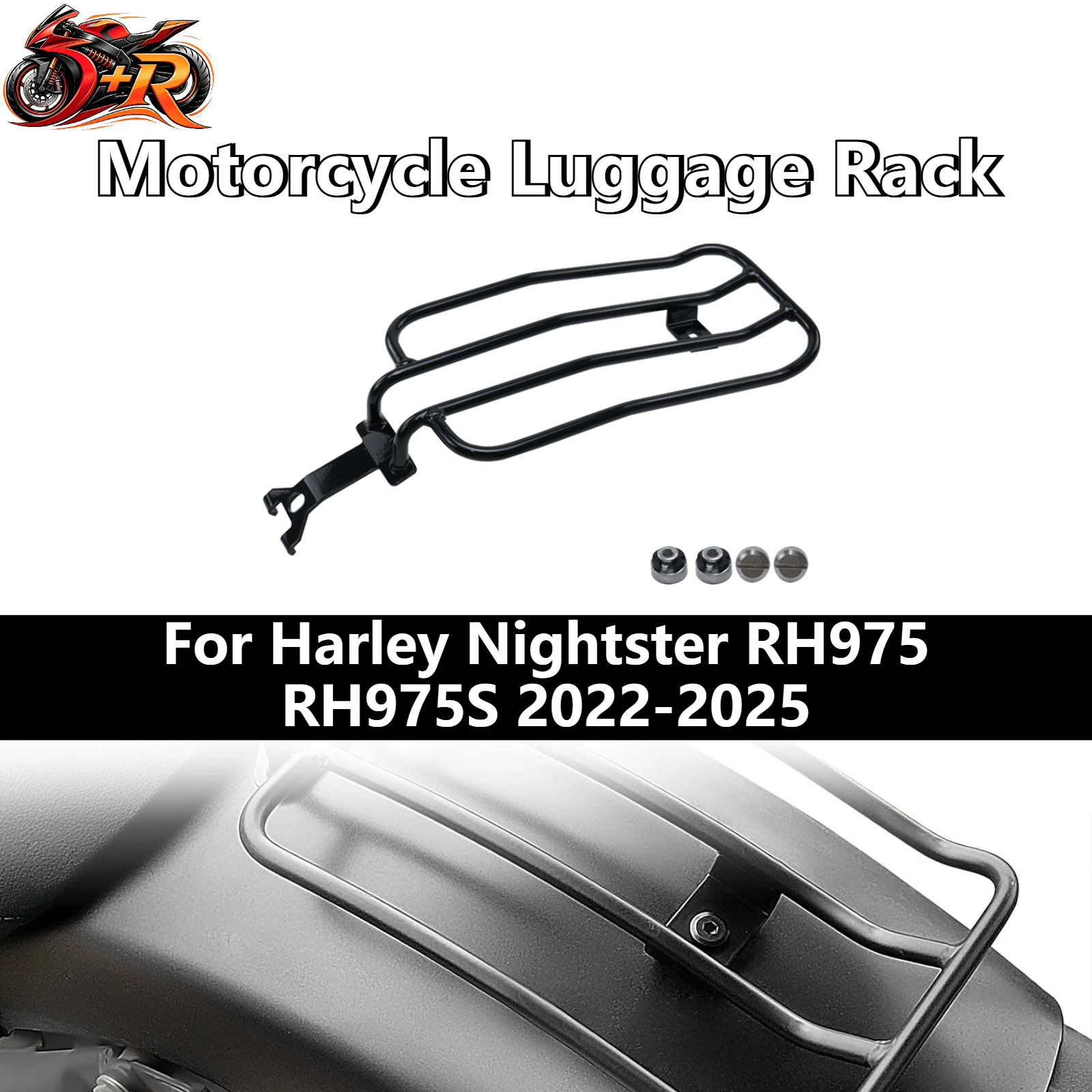 荷物ラックオートバイリアカーゴラックステンレス鋼ボルトオンフィットハーレーナイトスター RH975 RH975S 2022-2025 DONGRAN