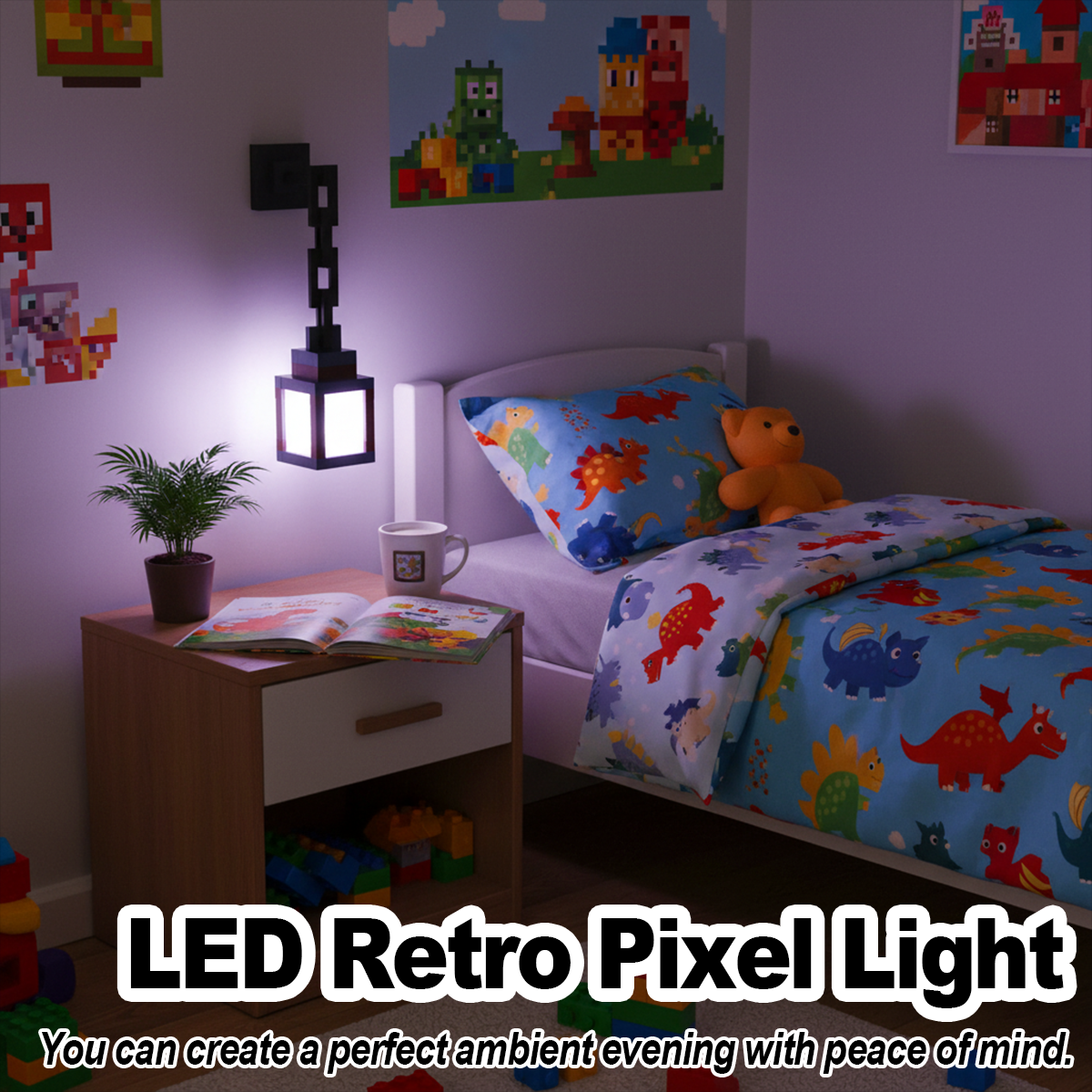 ピクセルデザイン Led ナイトライト多色漫画スタイルランタンゲーミングライト寝室用充電式フェスティバルギフトランプ壁 Rgb