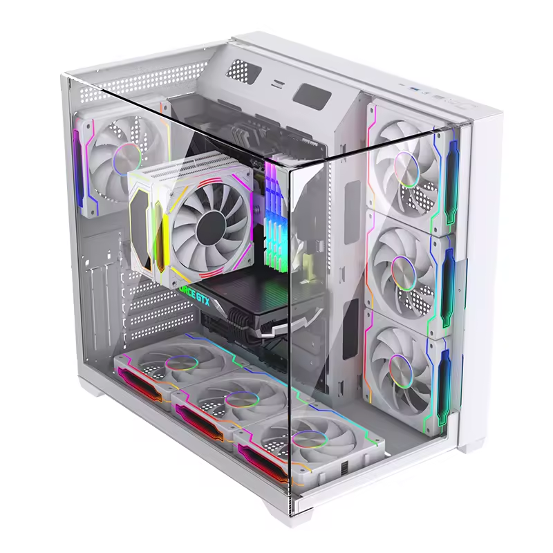 ファンなし ホワイト PC ケース シャーシ フルタワー ファン付き USB3.0 ATX M-ATX Mini ITX ゲームキャビネット プラスチック CPU 搭載コンピュータケース