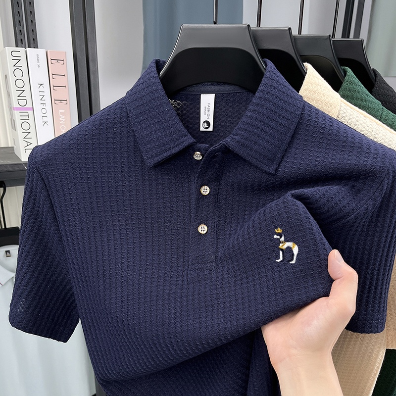 Designer's New Men's Polo Shirt Embroidered Casual Solid Color Short Sleeved T-Shirt with Lapel Fashionable Casual Men Clothing