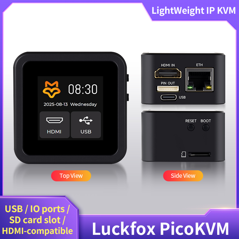 Luckfox PicoKVM ベース IP KVM リモート管理ツール 256M DDR3 PC 制御サーバーメンテナンスサポートビデオキャプチャ HID 入力
