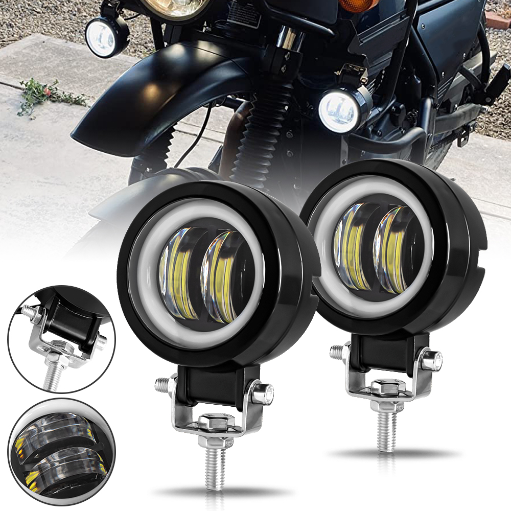 車 3 インチラウンド LED ワークライトスポットライトハローエンジェルアイ 12V 24V トラック ATV SUV ダートバイクオートバイ Healdight