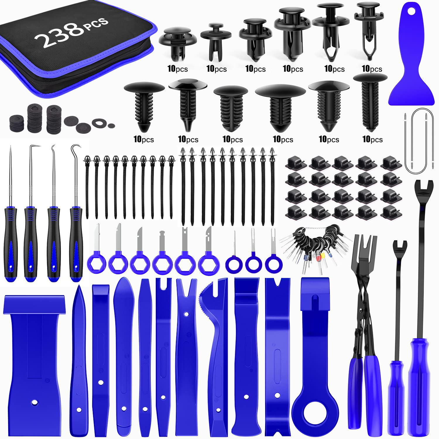 238Pcs Trim Removal Tool, Auto Push Pin Bumper Retainer Clip Set Fastener Terminal Remover Tool