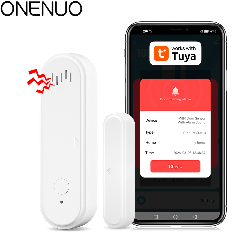 Tuya WiFi ドア窓センサー開閉アラート検出器 80dB サウンドタイミングアーム解除ドアセンサーアプリアラートホームセキュリティセンサー
