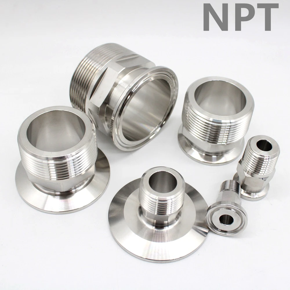 高品質トライクランプ NPT オスアダプタ SS304 自作供給継手コネクタステンレスフェルール
