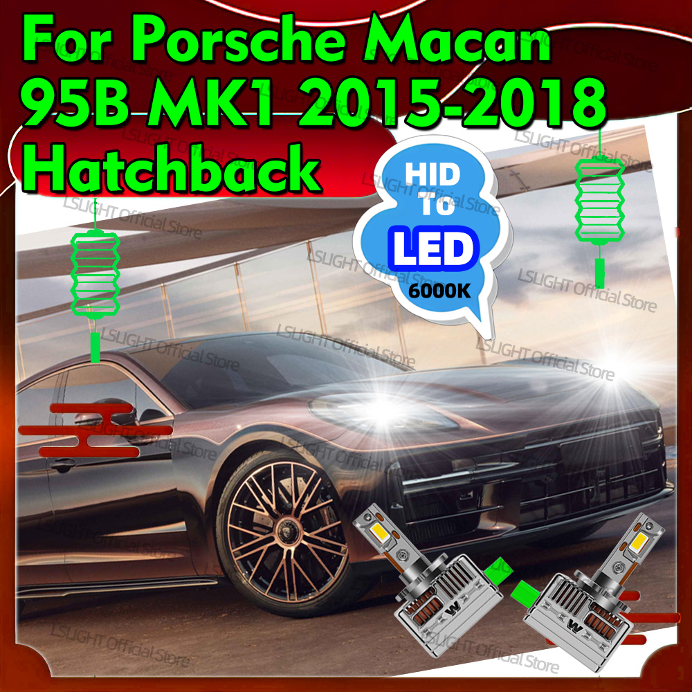2x 銅管ヘッドライト D3S D3R 12V 冷却ファン付きポルシェマカン 95B MK1 2015-2018 ハッチバック LED ヘッドランプ電球 30000LM