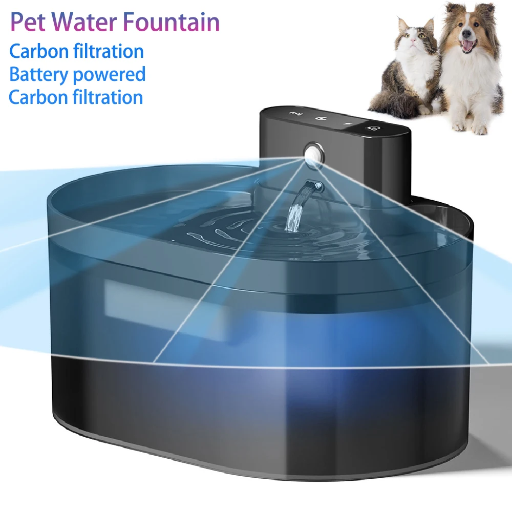 2.2L ワイヤレス猫噴水バッテリー駆動自動ペット噴水モーションセンサー犬猫ウォーターディスペンサーボウル