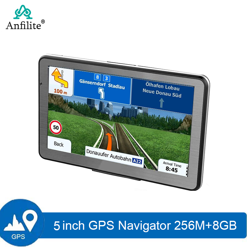 5 インチ HD 容量性スクリーン車両 GPS ナビゲーション DDR3 256M 8GB FM ナビゲーター南アメリカ地図衛星ナビゲーション無料生涯アップデート