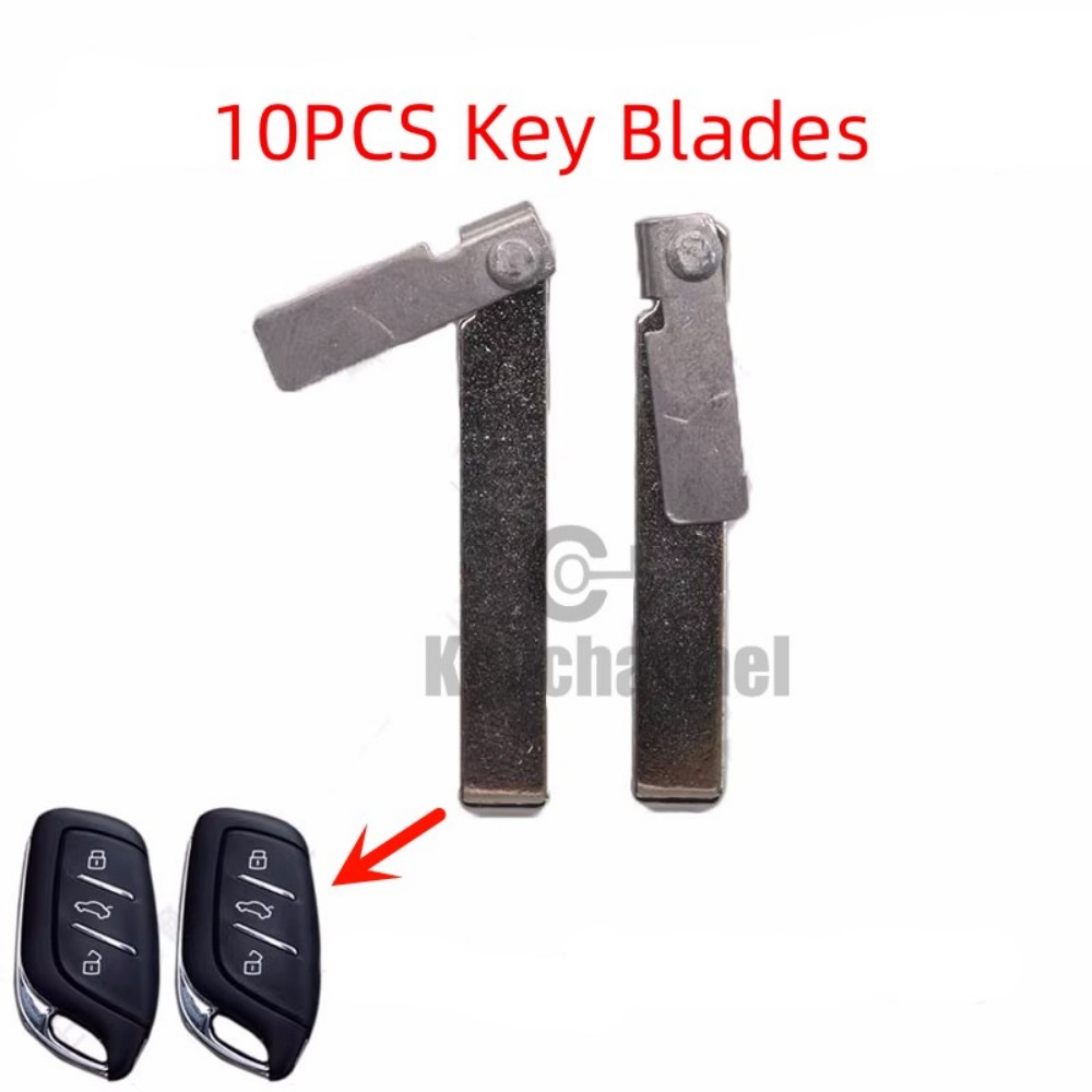 Keychannel 10pcs Car Key Blade Smart Remote Fob Key Blank Emergency Key HU100 Key for MG HS ZS MG5 MG6 ID47/4A Keyless Key Blade