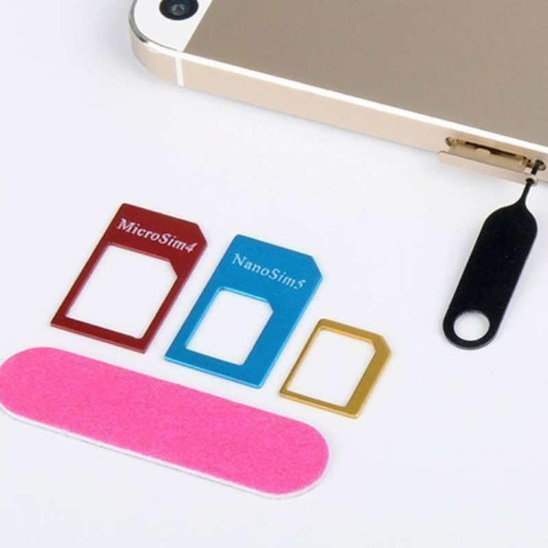 100 個 5 in 1 Nano Micro 標準 SIM カード アダプター キット コンバーター サンドペーパーとイジェクト ピン針付き iPhone Samsung 電話用