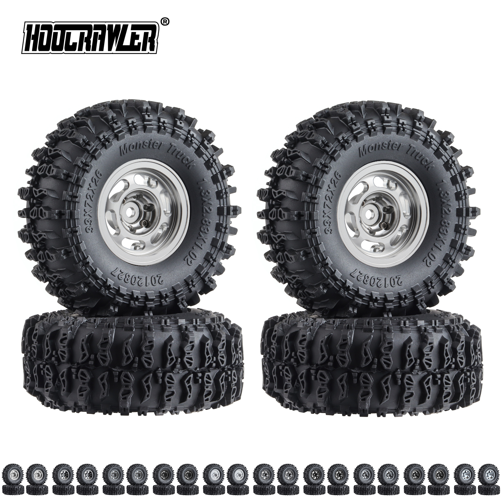 Hoocrawler  Rubber Wheel Tires kit  Swamp Claw 70*27mm 1.3" Wheel Tires for 1/18 TRX4M 1/24 RC SCX24