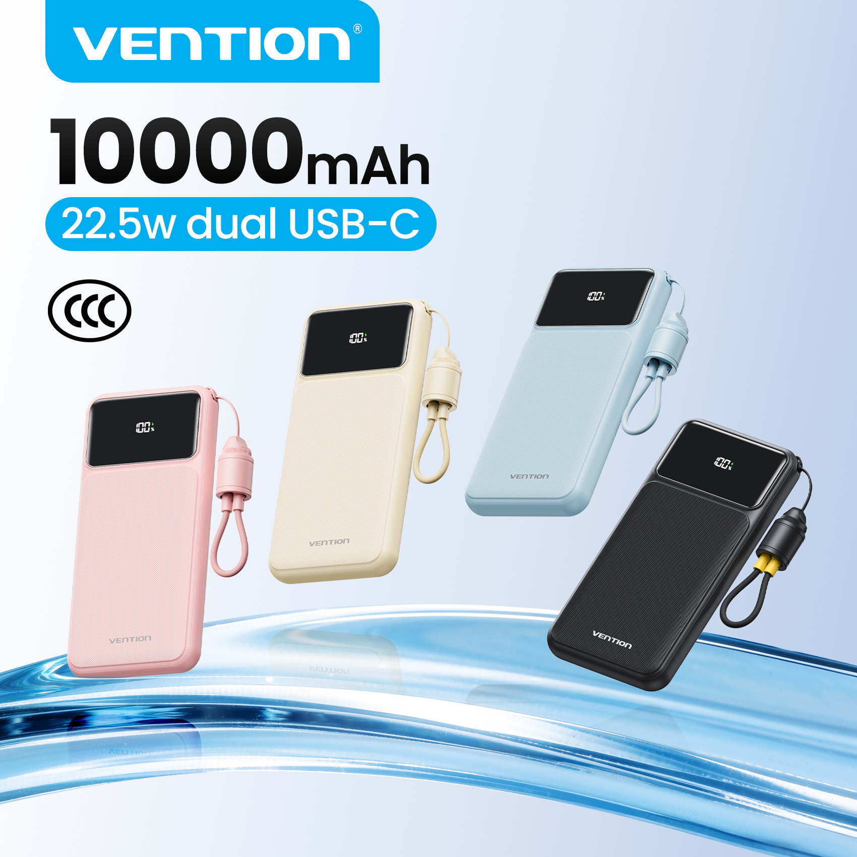 Vention CCC 22.5W 10000mAh パワーバンク ポータブル急速充電器 Xiaomi iPhone Samsung スペアバッテリー 3C 認定パワーバンク用