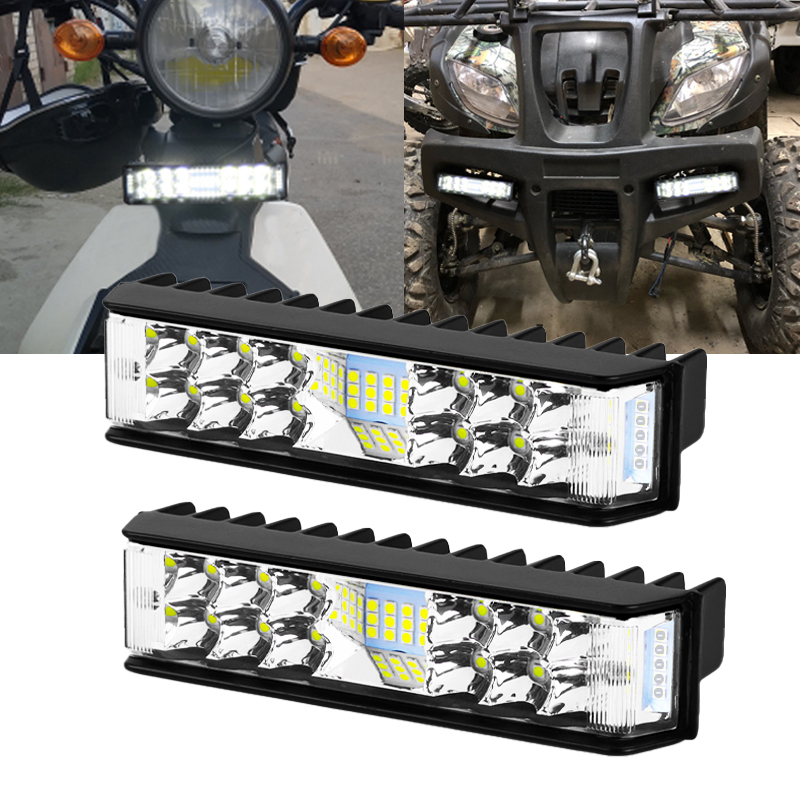 LED バイクワークライトヘッドライトバーホワイト DRL ドライビングランプ 12 V 24 V フォグランプダートバイクカフェレーサー ATV UTV リバースライト