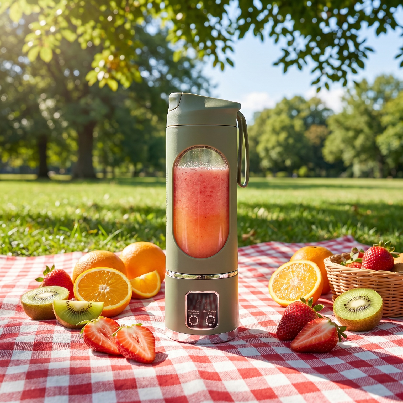Portable Electric Juicer Cup 6 Blades USB Rechargeable Personal Smoothie Blender, Digital Display Mini Fruit Juice Maker, Waterproof Portable Blender for Travel Home Outdoor Ice Crushing Shakes Smooth
