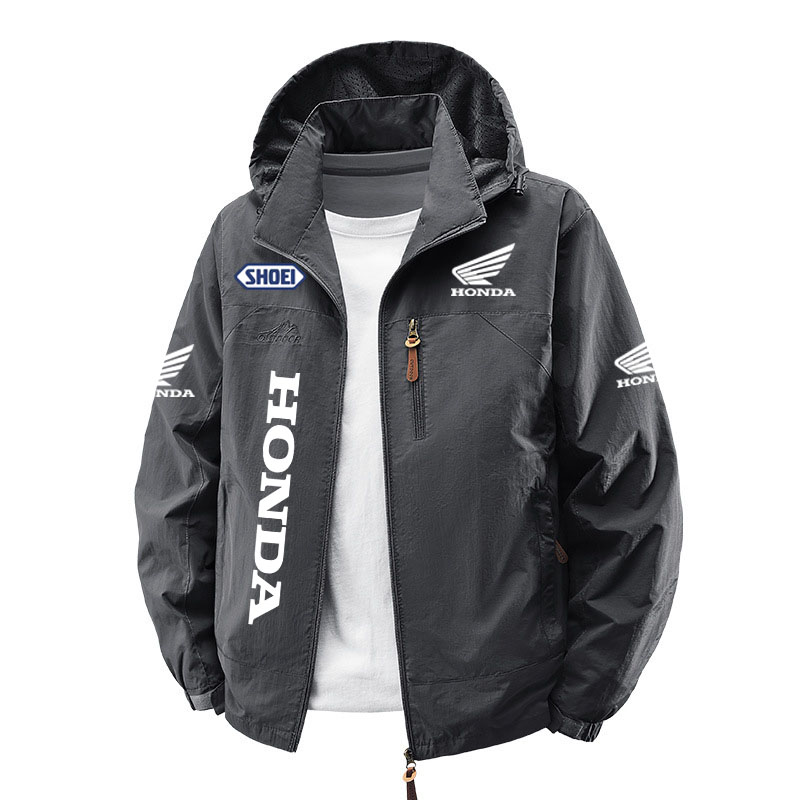 スプリングジャケット ホンダ バイクジャケット レーシング メンズ スポーツ ジッパー フックトップ おしゃれ メンズ 日焼け止め 帽子はデタ