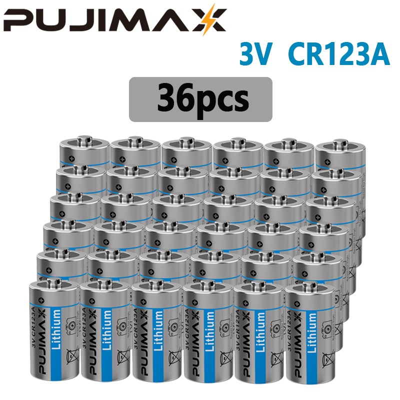 PUJIMAX 36/24/24 セル 3V CR123A リチウム電池使い捨てバッテリー、安定した電圧と高性能。リモコン、カメラ、懐中電灯、距離計、懐中電灯に適しています。これ