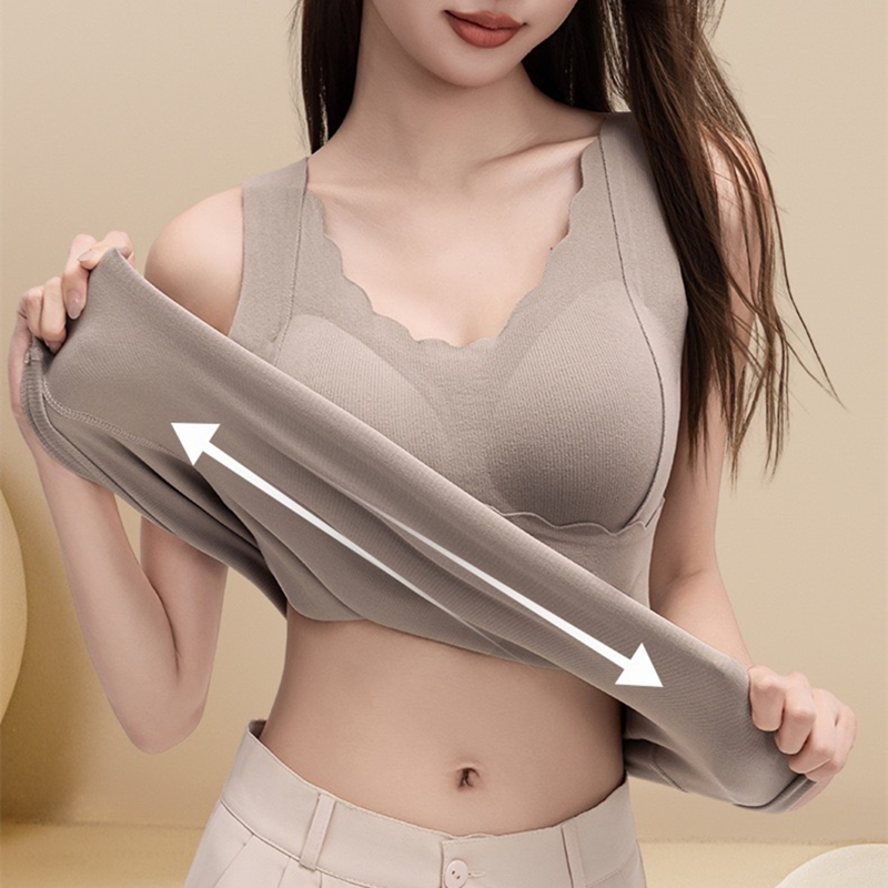 女性のスリムフィットベルベットベスト非常に暖かいギャザーベースレイヤーインナー秋冬居心地の良い下着不要の暖かさ